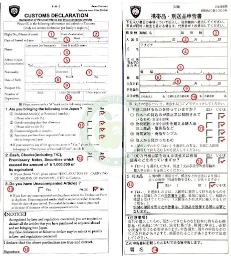 Hình ảnh minh họa mặt trước và mặt sau tờ khai hải quan Nhật Bản.jpg